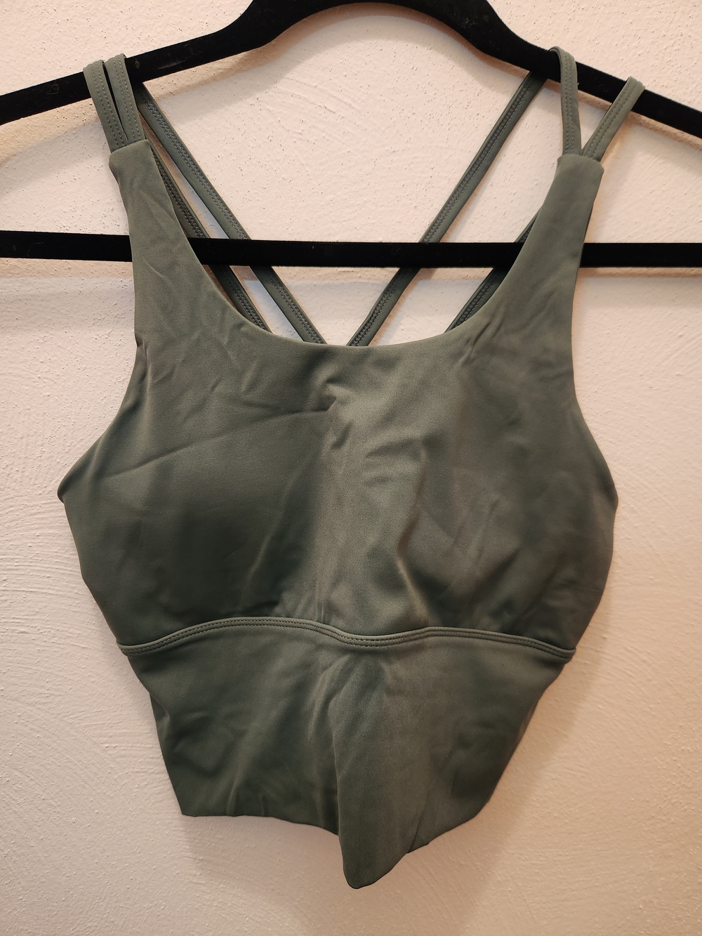 O To S Olive Green Strappy Sports Bra Size S